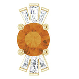 14K Gold Round Natural Citrine & Natural Diamond Accented Necklace or Pendant – 1/6 CTW - Yellow Gold