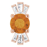 14K Gold Round Natural Citrine & Natural Diamond Accented Necklace or Pendant – 1/6 CTW - Rose Gold
