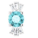 14K Gold Round Natural Blue Zircon & Natural Diamond Accented Necklace or Pendant – 1/6 CTW - White Gold