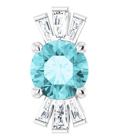 Platinum Round Natural Blue Zircon & Natural Diamond Accented Necklace or Pendant – 1/6 CTW