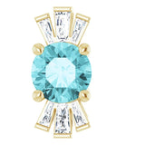 14K Gold Round Natural Blue Zircon & Natural Diamond Accented Necklace or Pendant – 1/6 CTW - Yellow Gold