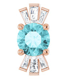 14K Gold Round Natural Blue Zircon & Natural Diamond Accented Necklace or Pendant – 1/6 CTW - Rose Gold