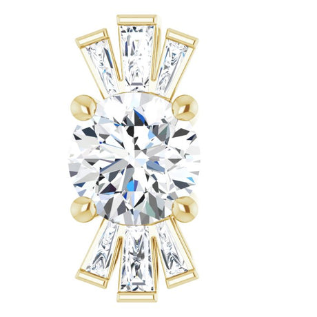 14K Gold Round Natural White Sapphire & Natural Diamond Accented Necklace or Pendant – 1/6 CTW - Yellow Gold