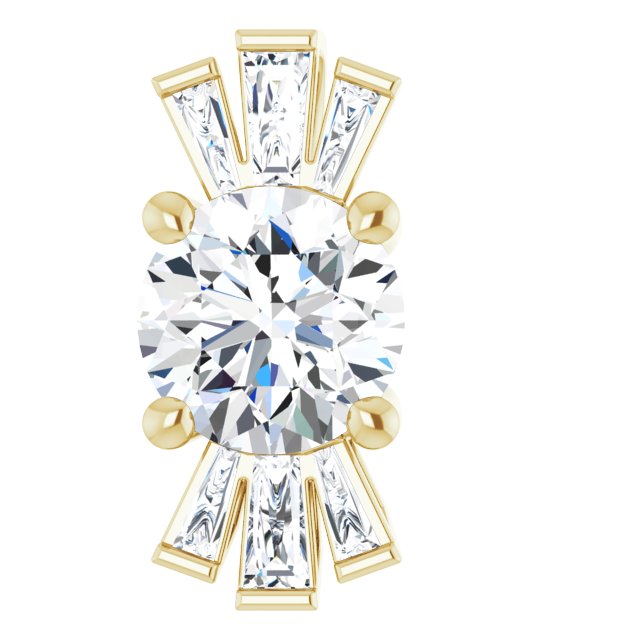 14K Gold Round Natural White Sapphire & Natural Diamond Accented Necklace or Pendant – 1/6 CTW - Yellow Gold