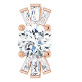 14K Gold Round Natural White Sapphire & Natural Diamond Accented Necklace or Pendant – 1/6 CTW - Rose Gold