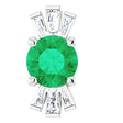 14K Gold Round Lab-Grown Emerald & Natural Diamond Accented Necklace or Pendant – 1/6 CTW - White Gold