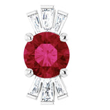 Platinum Round Lab-Grown Ruby & Natural Diamond Accented Necklace or Pendant – 1/6 CTW