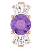 14K Gold Round Natural Amethyst & Natural Diamond Accented Necklace or Pendant – 1/6 CTW - Rose Gold