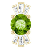 14K Gold Round Natural Peridot & Natural Diamond Accented Necklace or Pendant – 1/6 CTW - Yellow Gold