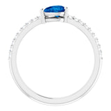 Platinum Pear Lab-Grown Blue Sapphire & Natural Diamond Stackable Accented Ring - view 2