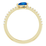14K Gold Pear Natural Blue Sapphire & Natural Diamond Stackable Accented Ring - Yellow Gold - view 2