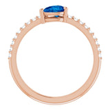 14K Gold Pear Natural Blue Sapphire & Natural Diamond Stackable Accented Ring - Rose Gold - view 2