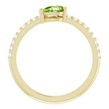 14K Gold Pear Natural Peridot & Natural Diamond Stackable Accented Ring - Yellow Gold - view 2