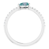 Platinum Pear Lab-Grown Alexandrite & Natural Diamond Stackable Accented Ring - view 2