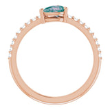 14K Gold Pear Lab-Grown Alexandrite & Natural Diamond Stackable Accented Ring - Rose Gold - view 2