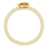 14K Gold Pear Natural Citrine & Natural Diamond Stackable Accented Ring - Yellow Gold - view 2