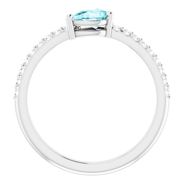 Platinum Pear Natural Blue Zircon & Natural Diamond Stackable Accented Ring - view 2