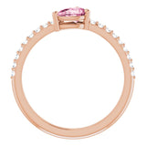 14K Gold Pear Natural Pink Tourmaline & Natural Diamond Stackable Accented Ring - Rose Gold - view 2
