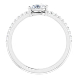 14K Gold Pear Natural White Sapphire & Natural Diamond Stackable Accented Ring - White Gold - view 2