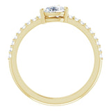14K Gold Pear Natural White Sapphire & Natural Diamond Stackable Accented Ring - Yellow Gold - view 2