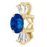 14K Gold Round Lab-Grown Blue Sapphire & Natural Diamond Accented Necklace or Pendant – 1/6 CTW - Yellow Gold - view 2