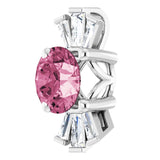 14K Gold Round Natural Pink Tourmaline & Natural Diamond Accented Necklace or Pendant – 1/6 CTW - White Gold - view 2