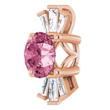 14K Gold Round Natural Pink Tourmaline & Natural Diamond Accented Necklace or Pendant – 1/6 CTW - Rose Gold - view 2