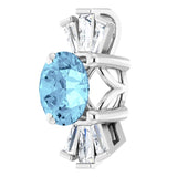 14K Gold Round Natural Aquamarine & Natural Diamond Accented Necklace or Pendant – 1/6 CTW - White Gold - view 2