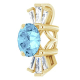 14K Gold Round Natural Aquamarine & Natural Diamond Accented Necklace or Pendant – 1/6 CTW - Yellow Gold - view 2