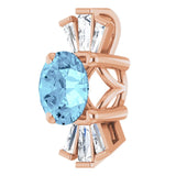 14K Gold Round Natural Aquamarine & Natural Diamond Accented Necklace or Pendant – 1/6 CTW - Rose Gold - view 2
