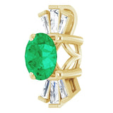 14K Gold Round Natural Emerald & Natural Diamond Accented Necklace or Pendant – 1/6 CTW - Yellow Gold - view 2