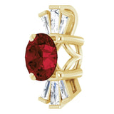 14K Gold Round Natural Mozambique Garnet & Natural Diamond Accented Necklace or Pendant – 1/6 CTW · 6mm - Yellow Gold - view 2