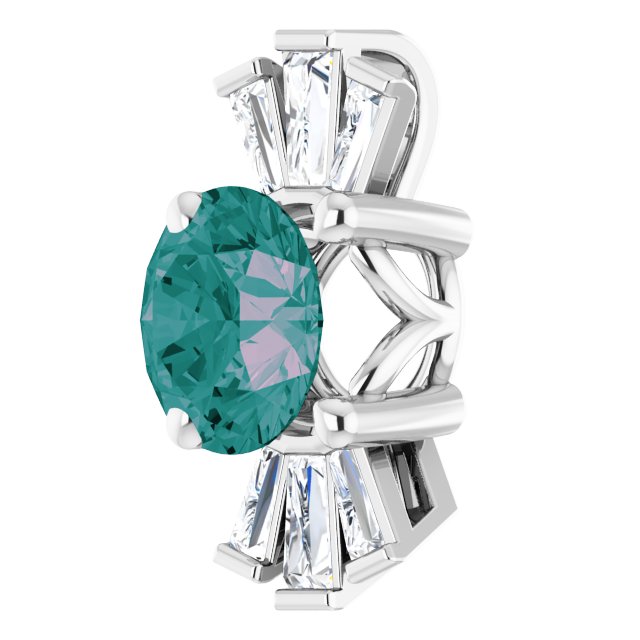 14K Gold Round Lab-Grown Alexandrite & Natural Diamond Accented Necklace or Pendant – 1/6 CTW - White Gold - view 2