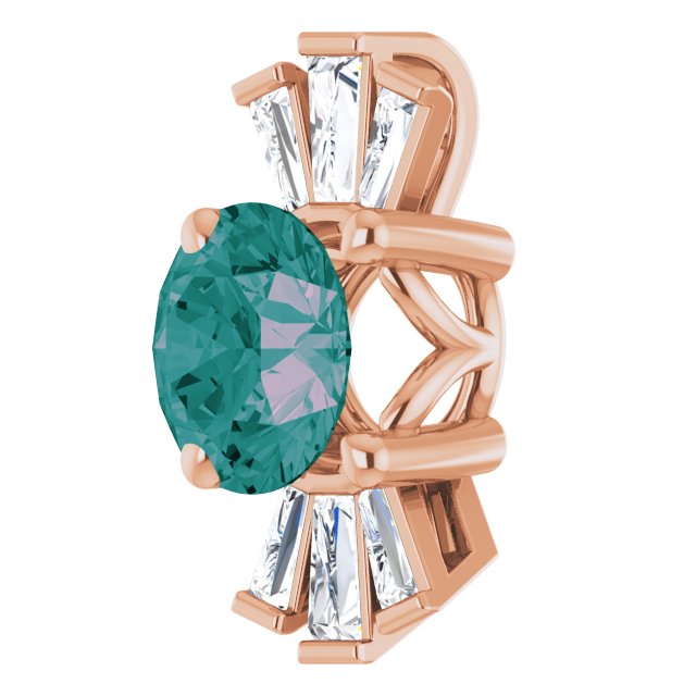 14K Gold Round Lab-Grown Alexandrite & Natural Diamond Accented Necklace or Pendant – 1/6 CTW - Rose Gold - view 2