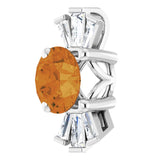 14K Gold Round Natural Citrine & Natural Diamond Accented Necklace or Pendant – 1/6 CTW - White Gold - view 2