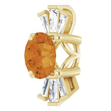 14K Gold Round Natural Citrine & Natural Diamond Accented Necklace or Pendant – 1/6 CTW - Yellow Gold - view 2