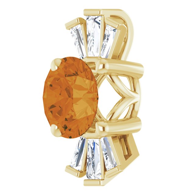 14K Gold Round Natural Citrine & Natural Diamond Accented Necklace or Pendant – 1/6 CTW - Yellow Gold - view 2