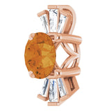 14K Gold Round Natural Citrine & Natural Diamond Accented Necklace or Pendant – 1/6 CTW - Rose Gold - view 2