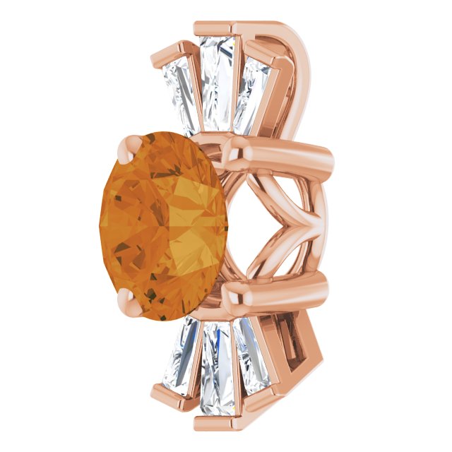 14K Gold Round Natural Citrine & Natural Diamond Accented Necklace or Pendant – 1/6 CTW - Rose Gold - view 2