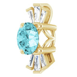 14K Gold Round Natural Blue Zircon & Natural Diamond Accented Necklace or Pendant – 1/6 CTW - Yellow Gold - view 2