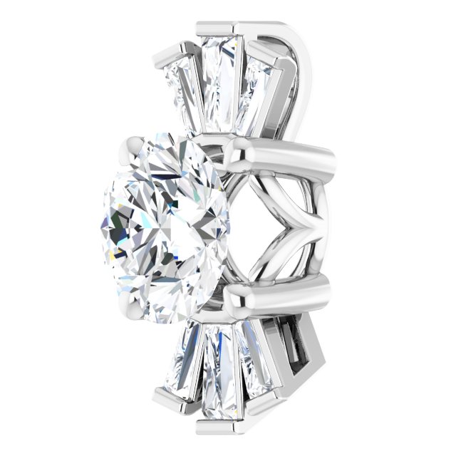 14K Gold Round Natural White Sapphire & Natural Diamond Accented Necklace or Pendant – 1/6 CTW - White Gold - view 2