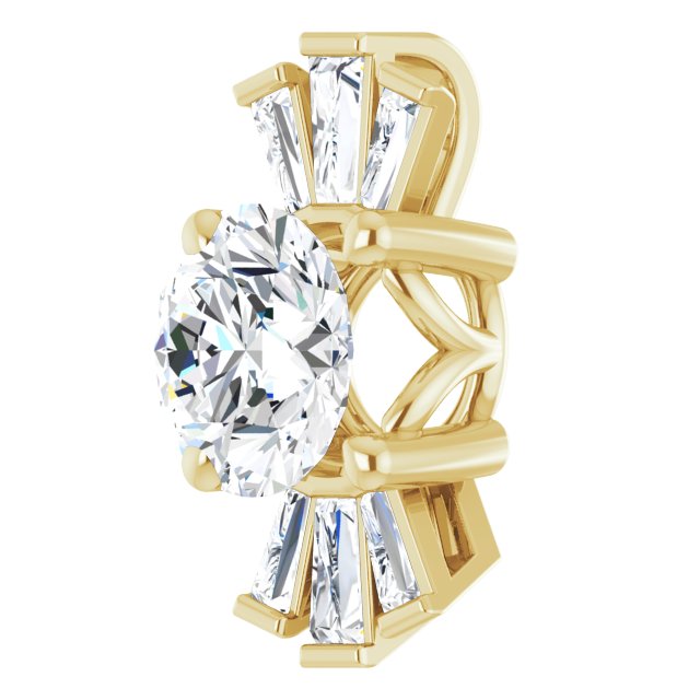 14K Gold Round Natural White Sapphire & Natural Diamond Accented Necklace or Pendant – 1/6 CTW - Yellow Gold - view 2