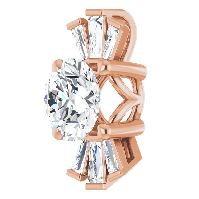 14K Gold Round Natural White Sapphire & Natural Diamond Accented Necklace or Pendant – 1/6 CTW - Rose Gold - view 2