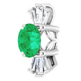 Platinum Round Lab-Grown Emerald & Natural Diamond Accented Necklace or Pendant – 1/6 CTW - view 2