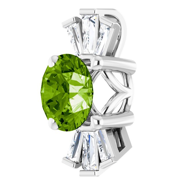 Platinum Round Natural Peridot & Natural Diamond Accented Necklace or Pendant – 1/6 CTW - view 2