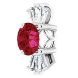 14K Gold Round Lab-Grown Ruby & Natural Diamond Accented Necklace or Pendant – 1/6 CTW - White Gold - view 2