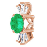 14K Gold Round Natural Emerald & Natural Diamond Accented Necklace or Pendant – 1/6 CTW - Rose Gold - view 2