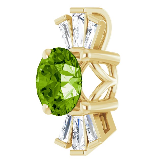 14K Gold Round Natural Peridot & Natural Diamond Accented Necklace or Pendant – 1/6 CTW - Yellow Gold - view 2