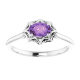 Platinum Oval Natural Amethyst Solitaire Ring – 6x4mm - view 3