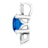 Platinum Round Lab-Grown Blue Sapphire & Natural Diamond Accented Necklace or Pendant – 1/6 CTW - view 3